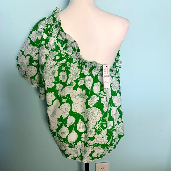 NWT J. Crew Smocked One-shoulder Top in Kelly Floral Size XL - Picture 5 of 9